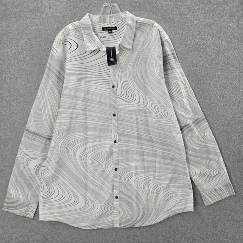 INC International Concepts Men Button Up Shirt 2XL White Pure Denim Dressing NWT